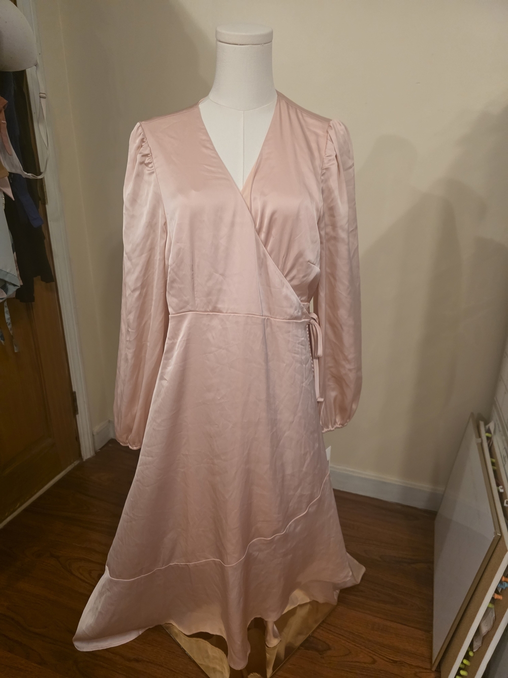 Motherhood Maternity Blush Pink Satin Wrap Dress